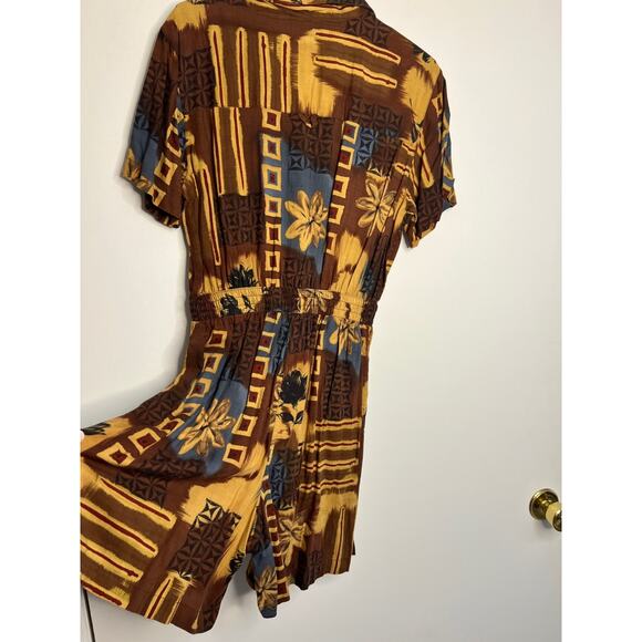 Vintage 80's DPS Petite Shorts Romper Playsuit Sz SM Brown,Tan,Black - Picture 8 of 9
